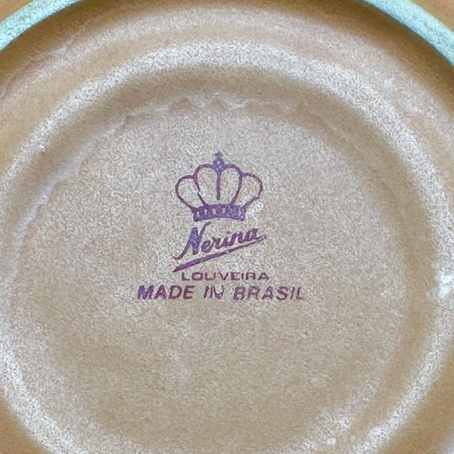 Vintage Nerina Louveira Brazil Terracotta Ceramic Demitasse Set With Coffee Pot, Covered Sugar, Creamer, 6 Cups/Saucers- 17 Pieces For Sale - Image 10 of 10