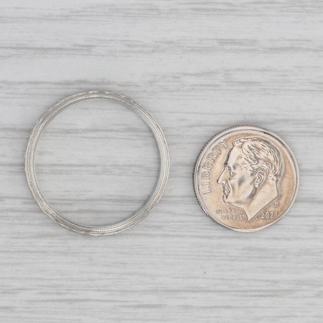 1920s 1920s Art Deco Wheat Etched Band 18k White Gold Size 11.25 Wedding Ring For Sale - Image 5 of 8