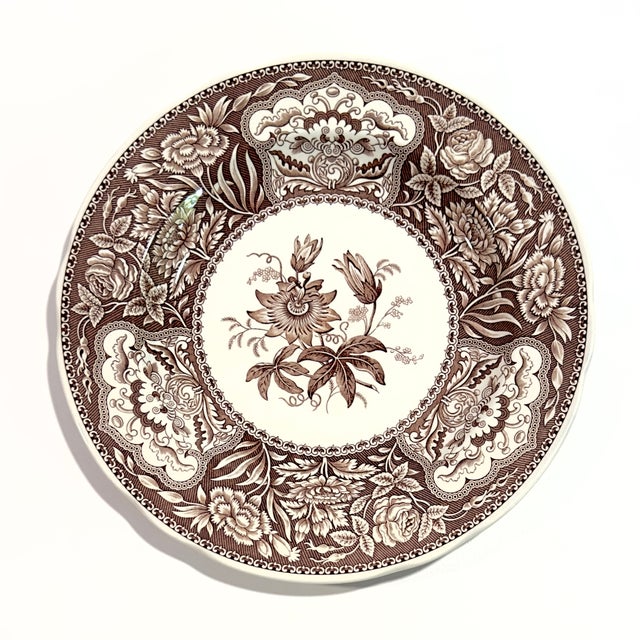1990s Spode Archive Collection Umber Floral Luncheon Plates - Set of 8 For Sale - Image 5 of 11