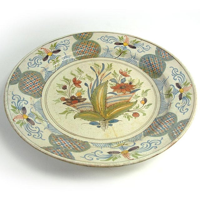 19th Century French Desevres Big Ceramic Plate, 1890s For Sale - Image 4 of 10