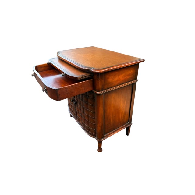 English Regency Faux Book Bar Cabinet, Attributed to Theodore Alexander, Hand-Tooled Leather Top For Sale - Image 9 of 17