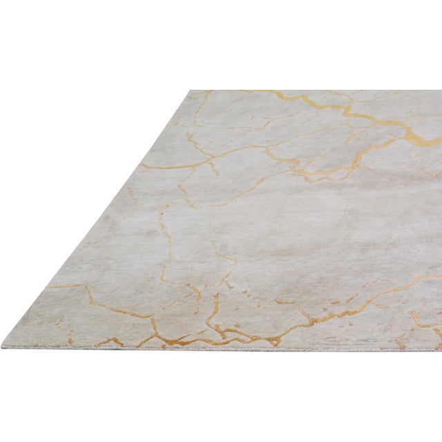 Indian Modern Hand Knotted Wool/Silk Rug, 8'x10' For Sale - Image 4 of 6