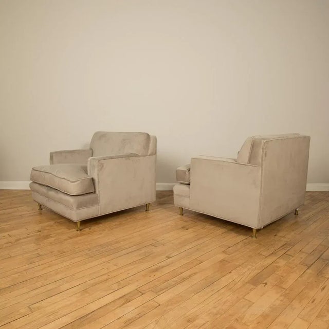 Mid-Century Modern 1950s Mid Century Italian Bronze Leg Oversized Club Chairs - a Pair For Sale - Image 3 of 9