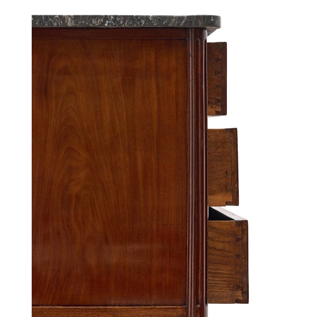 Brown Louis XVI Mahogany Chest, Antique French, Gray Marble, Circa 1820 For Sale - Image 8 of 10