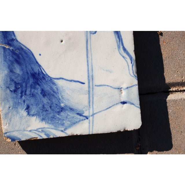 18th Century Tile Depicting a Antique Hand Painted, Portuguese For Sale - Image 4 of 7