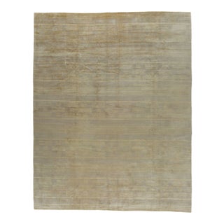 Oversize Wool Silk Modern Tibetan Rug - 9'9" x 14'10" For Sale