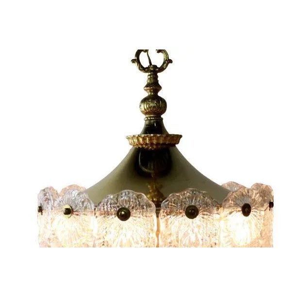 Hanging Lamp in Brass with Frosted Iced Glass For Sale - Image 9 of 15