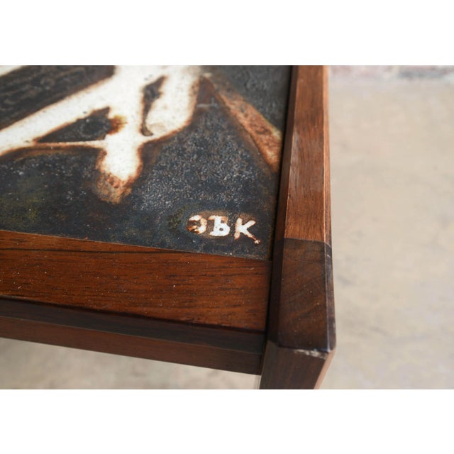 Mid-Century Modern Danish Modern Rosewood Coffee Table With Abstract Tile Top For Sale - Image 3 of 7