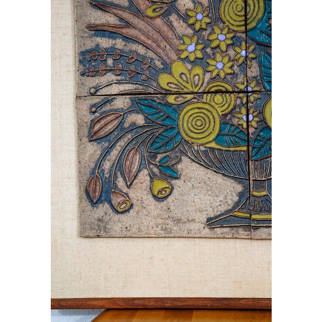 Mid Century Modern Wall Art Ceramic Flowers Studio Plaque Victoria Littlejohn For Sale - Image 12 of 12