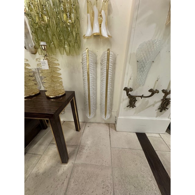 Pair of Large Scale Murano Glass Leaf Sconces For Sale In Dallas - Image 6 of 6
