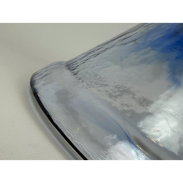 Large Vintage Conical Blue Glass Centerpiece Bowl, 1980s For Sale - Image 9 of 15
