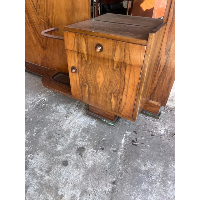 Art Deco Walnut Hallway Coat Rack with Mirror, 1930s For Sale - Image 3 of 9