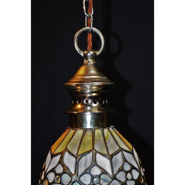 Art Deco Tiffany Style Stained Glass Acorn Pendant Light, 1940s For Sale - Image 17 of 18