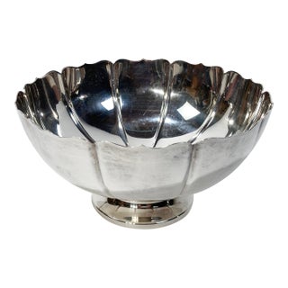 Vintage Large Fisher of Dublin Silver Scalloped Rim Bowl For Sale