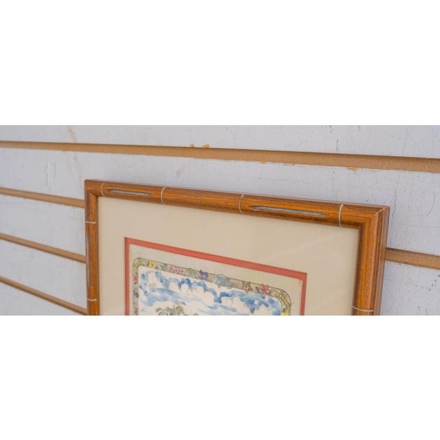 Caribbean Watercolor Tropical Plantation Scene Painting Signed Fenn For Sale - Image 4 of 8