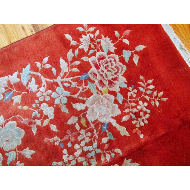 Orange 1920s Vintage Handmade Art Deco Chinese Rug For Sale - Image 8 of 10