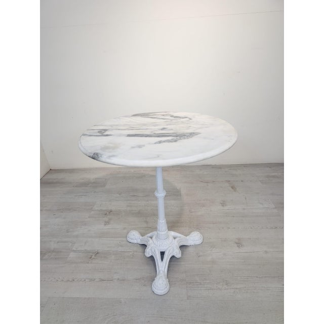 Marble Table on Whitewashed Cast Iron Leg For Sale - Image 12 of 12