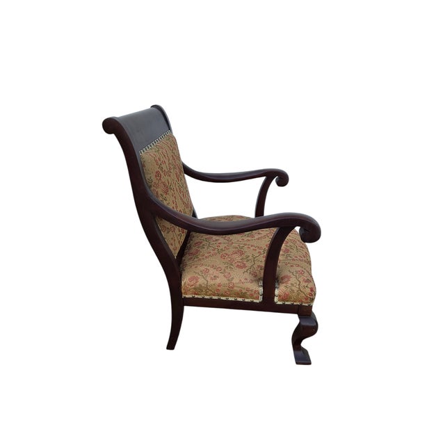 Antique French Carved Empire Lounge Chair Armchair Mahogany Parlor For Sale - Image 10 of 17