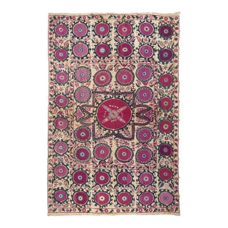 Antique Uzbekistan Suzani Textile Rug 6'2'' x 9'9'' For Sale