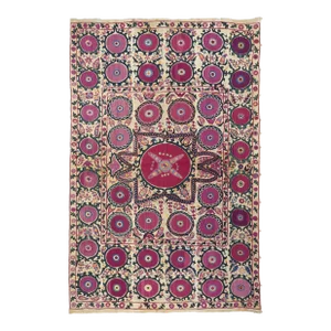 Antique Uzbekistan Suzani Textile Rug 6'2'' x 9'9''