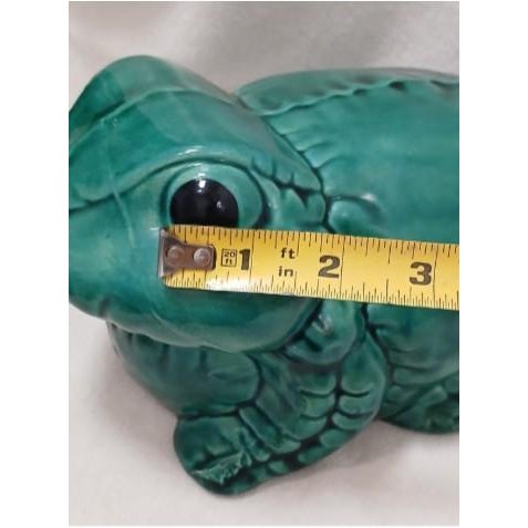 Italian 1950s Huge 9" Ceramic Green Bull Frog Garden Pond Pot Decor Whimsical For Sale - Image 17 of 18