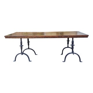 Coffee Table with Walnut Top and Forged Iron Base, 1670 For Sale