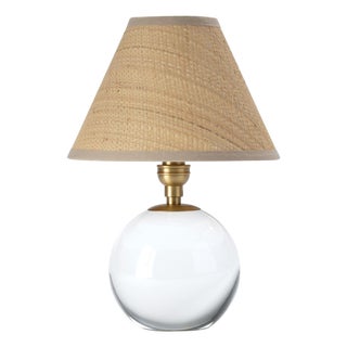 Giorgio Crystal Mini Lamp, Natural Brass with Rattan Shade For Sale