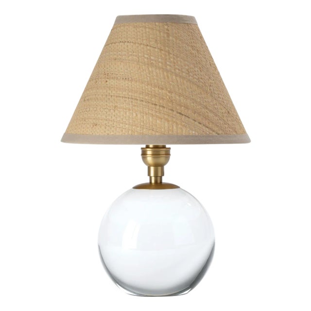 Regina Andrew Giorgio Crystal Mini Lamp, Natural Brass with Rattan Shade For Sale