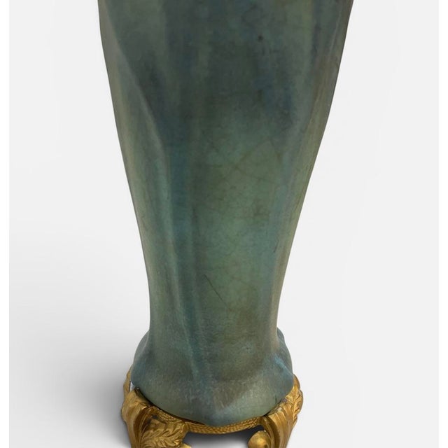 Vintage Pottery Lamp With Gold French Base For Sale - Image 4 of 10