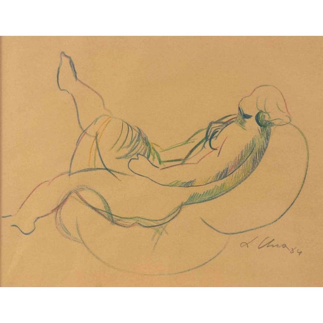 Pastel drawing on paper realized by Sandro Chia in 1984. Hand signed and dated lower right. Includes a contemporary gilded...