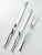 Mid-Century Modern Vintage Carvel Hall 3-Piece Stainless Carving Knife & Fork Set With Wooden Case For Sale - Image 3 of 10