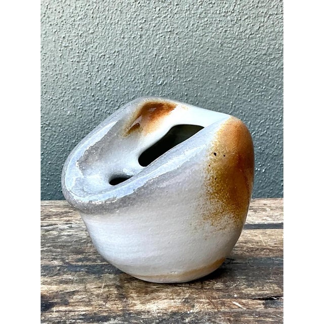Mid-Century Modern Vintage Biomorphic Studio Pottery Vase For Sale - Image 3 of 12