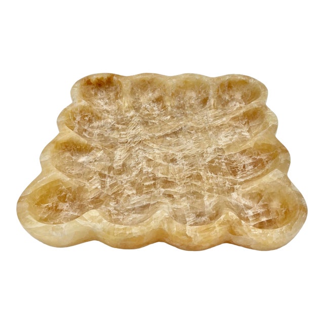 Vintage Marble Scalloped Edge Tray For Sale