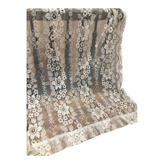 Vintage Jc Penny Lace Window Curtain Panel 60" Wide X 60" Long For Sale