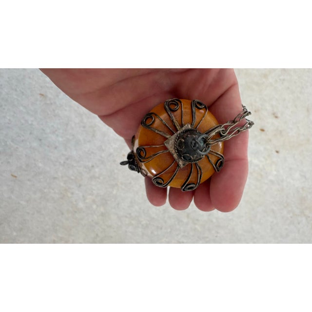 Early 20th Century Antique Tibetan Berber and Silver Necklace For Sale - Image 5 of 6