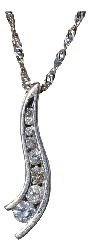 The Pleak: Ladies 14K White Gold Journey Necklace set with Diamonds