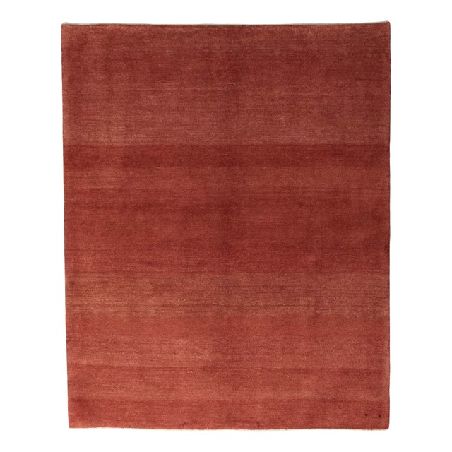 Modern Hand-Knotted Gabbeh Rug in Red For Sale