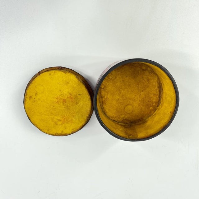 African Early 20th Century Tuareg Leather Covered Round Lidded Wood Box For Sale - Image 3 of 6