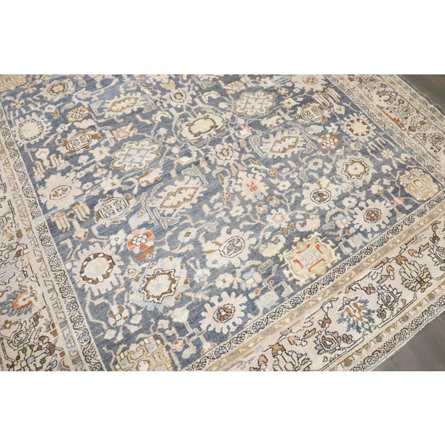 Early 20th Century Antique Blue Malayer Carpet - 8'4" x 11'6" For Sale - Image 5 of 14