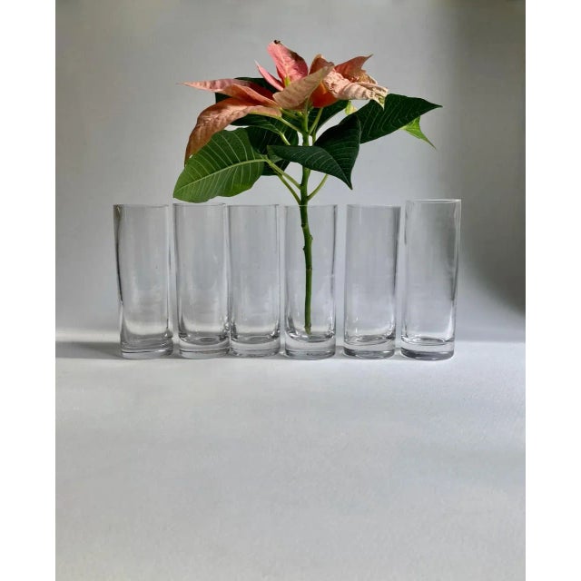 Glass Vintage Clear Crystal Cylinder Vases- Set of 6 For Sale - Image 7 of 8