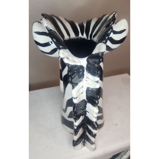 Gorgeous vintage 1970s/1980s ceramic zebra head bust vase/planter in the iconic, high-gloss Palm Beach / Hollywood Regency...