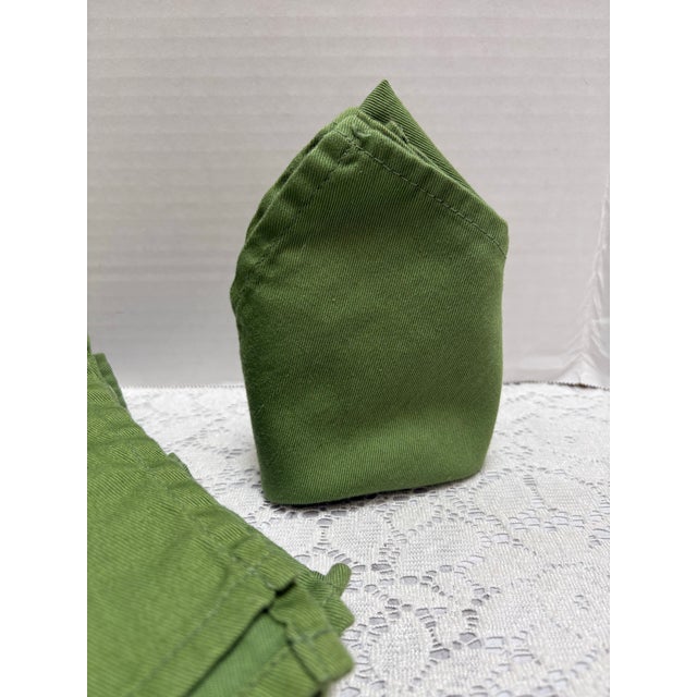 Farmhouse Vintage Green Cotton Table Linens, Napkins - Set of Eight For Sale - Image 3 of 5