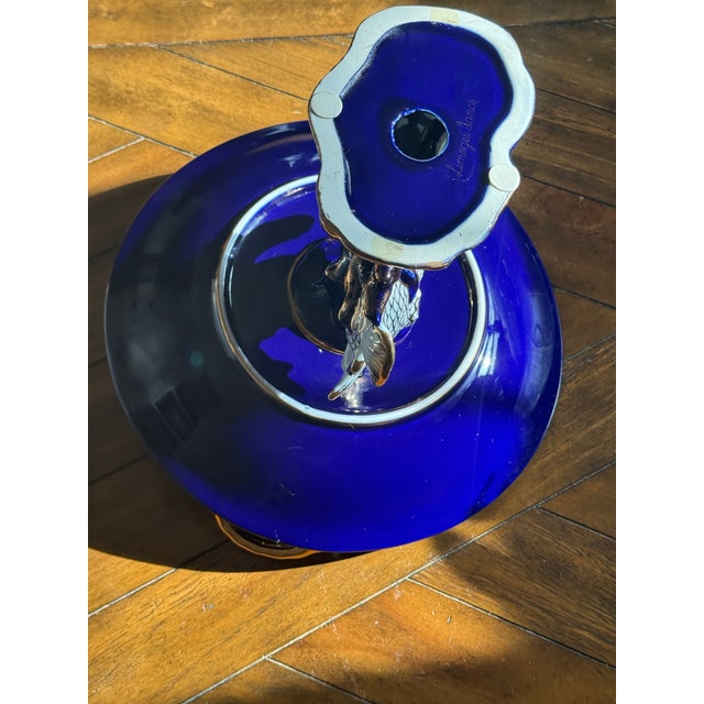 Blue Limoges France Cobalt Blue Gold Fish Pedestal Compote Sèvres-Style Centerpiece Bowl For Sale - Image 8 of 12