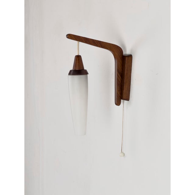 1960s Wall Light in Teak and Opaline Glass, 1960s For Sale - Image 5 of 13