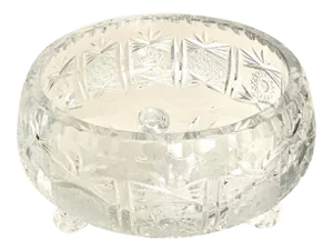 Czech Microcut Hand Made Heavy Crystal Traditional Footed Bowl / Candy Dish