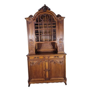 Louis XV Style Walnut Bookcase, 1930s For Sale