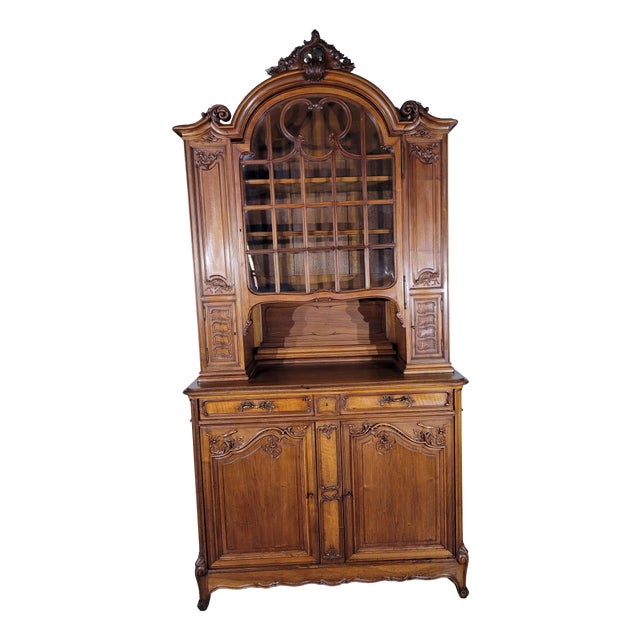 Louis XV Style Walnut Bookcase, 1930s For Sale