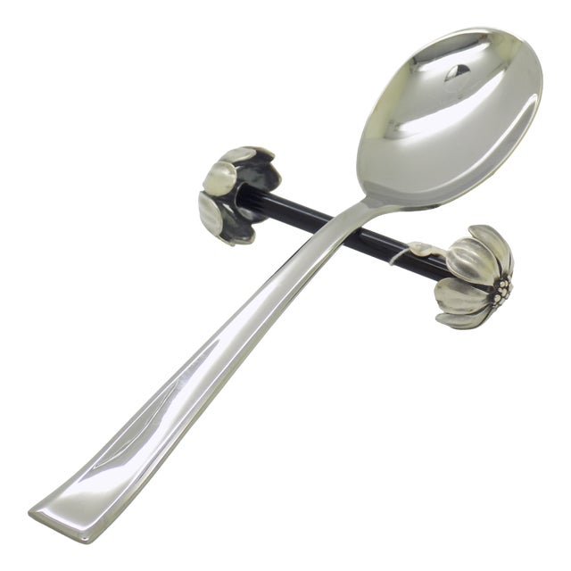 Vintage Italian Sterling Silver 925 and Glass Spoon Rest with Daisies by Ottaviani, 1970s For Sale
