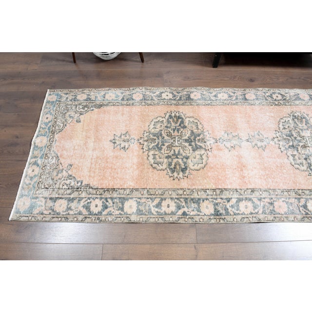 1970s Vintage Handmade Wool Cotton Orange Runner Rug For Sale - Image 10 of 11