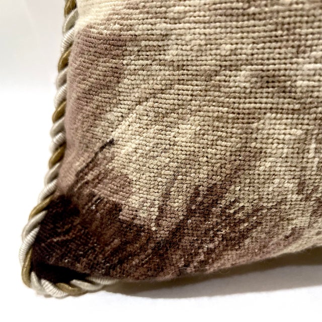 Moose Needlepoint Pillow with Braided Trim - Down/Feather Insert For Sale - Image 4 of 6